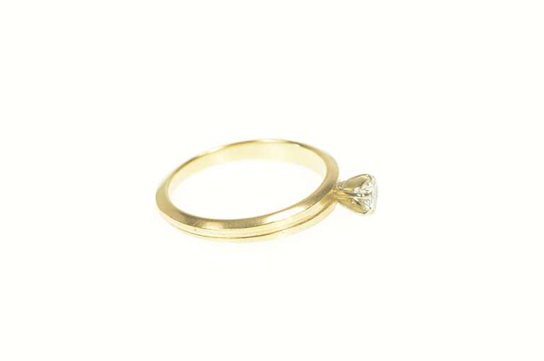 14K Yellow Gold 0.28 Ct Diamond Round Solitaire Engagement Ring