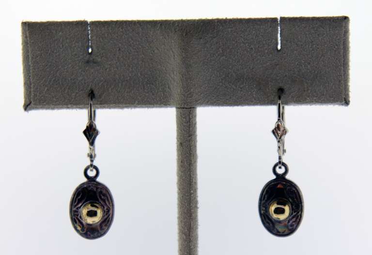 14KT Yellow Gold And Sterling Silver Vintage Drop Earrings