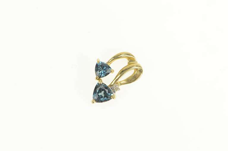 10K Yellow Gold Trillion London Blue Topaz Diamond Accent Pendant