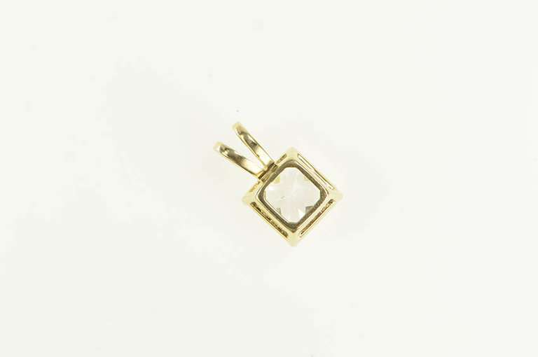 14K Yellow Gold Square Princess Cut Solitaire Cubic Zirconia Pendant