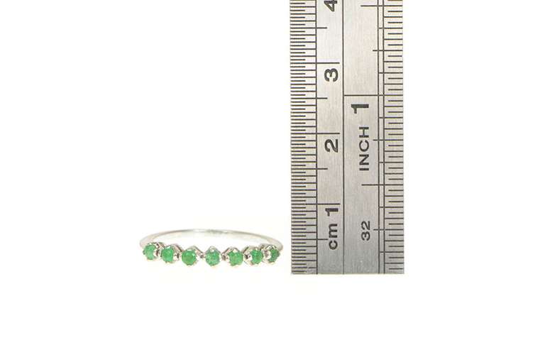 14K White Gold Natural Emerald Wedding Stackable Band Ring