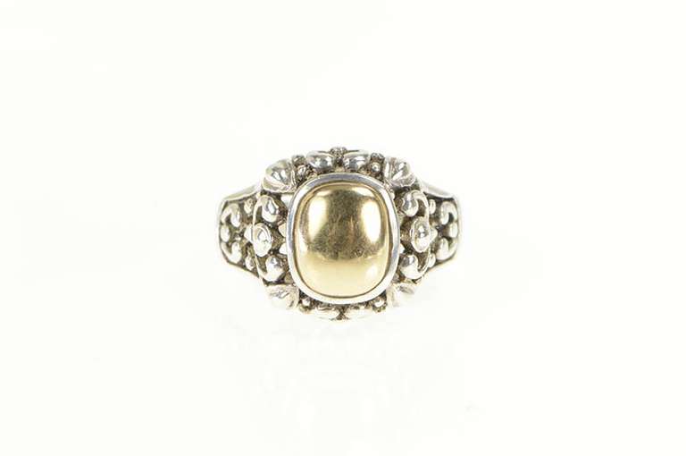 Sterling Silver Ornate Rococo Swirl Domed 14k Gold Filigree Ring
