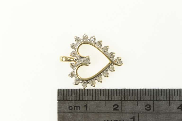 10K Yellow Gold 0.26 Ctw Diamond Inset Classic Heart Love Pendant