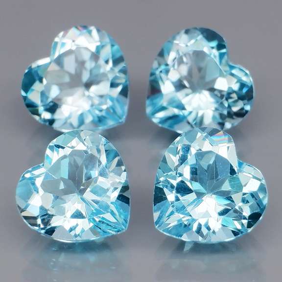 Heart cut! 8.84ct 4 piece sky blue Topaz set