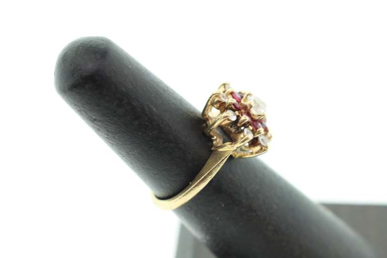 14kt Solid Yellow Gold, Ruby, & Diamond Cocktail Ring