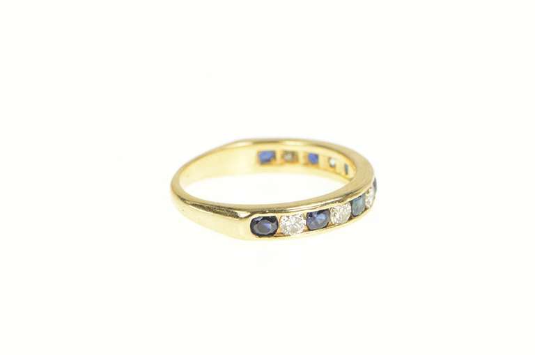 14K Yellow Gold 1.60 Ctw Sapphire Diamond Wedding Band Ring