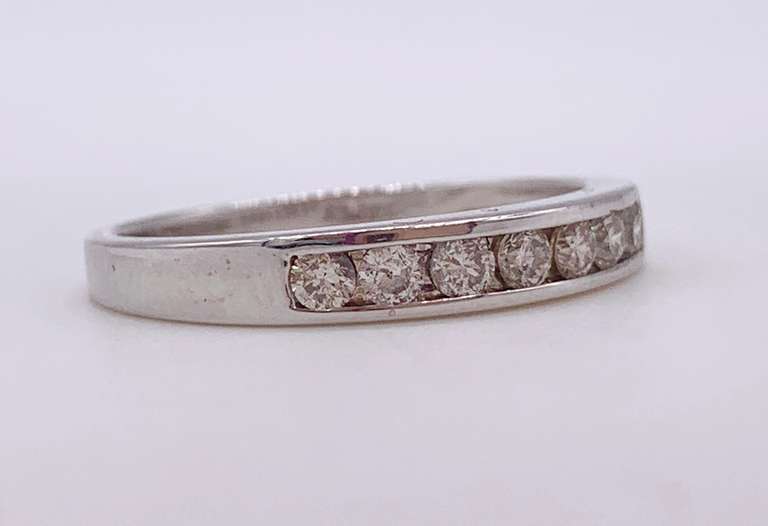 14kt Solid White Gold & Diamond Band