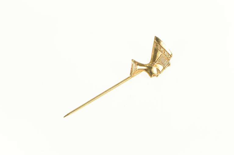 14K Yellow Gold Ancient Egyptian Queen Nefertiti Bust Stick Pin