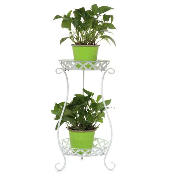 European Wrought Iron Metal Flower Pot Double Floor
