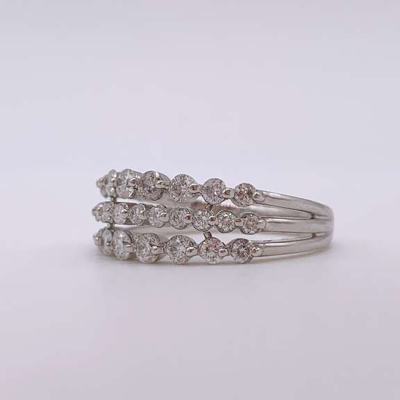 14kt Solid White Gold & Diamond Band Ring