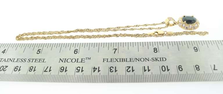 Stunning 14kt Solid Yellow Gold, Diamond, & Blue Sapphire Necklace