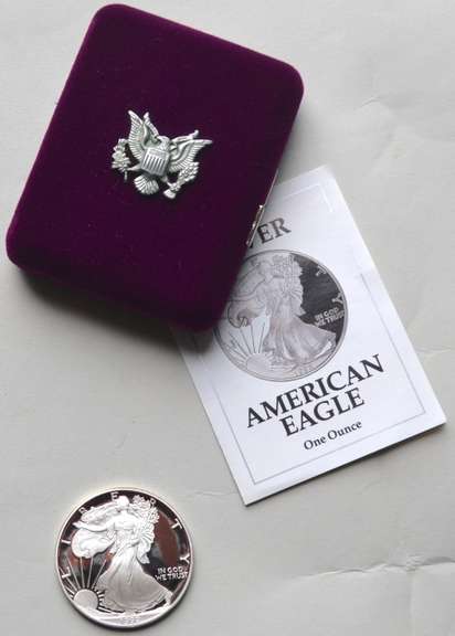 1992 S Proof Eagle With Box and Paper