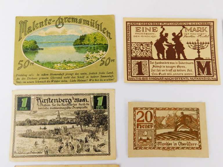 12 Pieces of Foreign Paper Money, 1920's
