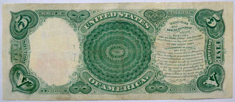 $5 Series of 1907 Axeman US Note