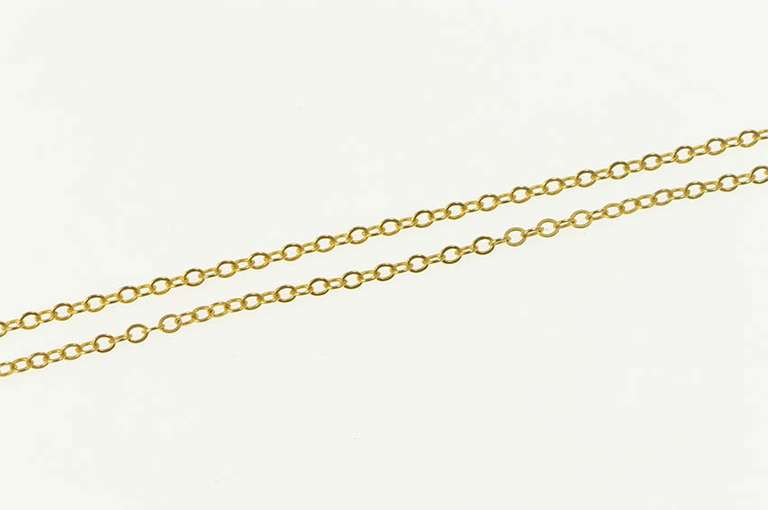 14K Yellow Gold 1.75mm Cable Link Classic Oval Chain Necklace
