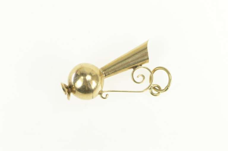 14K Yellow Gold 3D Ornate Jug Pitcher Filigree Handle Charm/Pendant