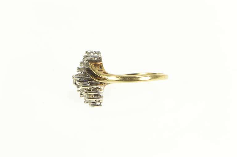 10K Yellow Gold Diamond Cluster Zig Zag Statement Ring