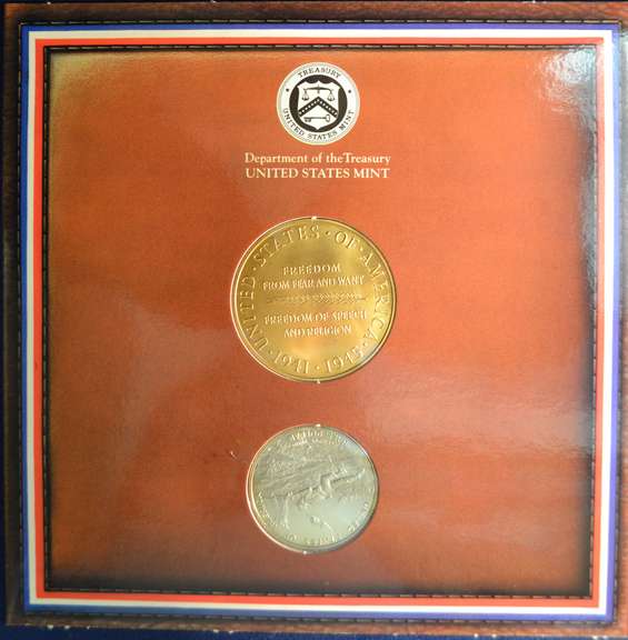 1991-1995 WW2 50th Anniversary Commemorative Half Dollar And Medal Set