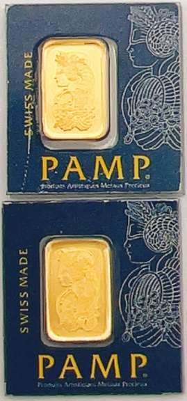 Two one gram gold bars