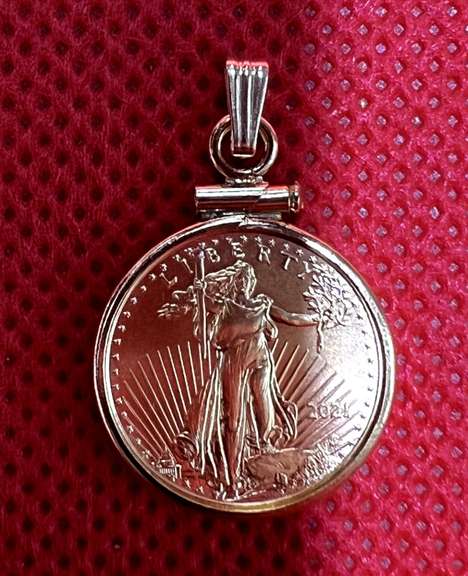 2021 1/10 0Z AMERICAN EAGLE $5 GOLD COIN 14K PENDANT