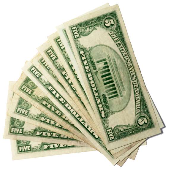 10 Red and Blue Seal $5 US Notes & Silver Certificates