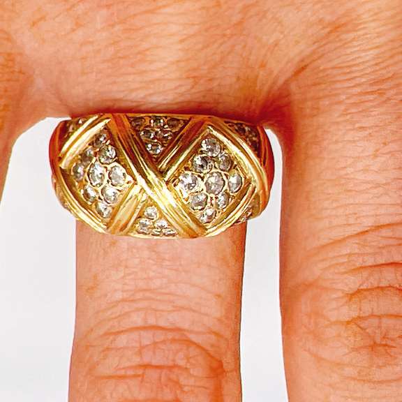 14kt Solid Yellow Gold & Diamond Band Ring