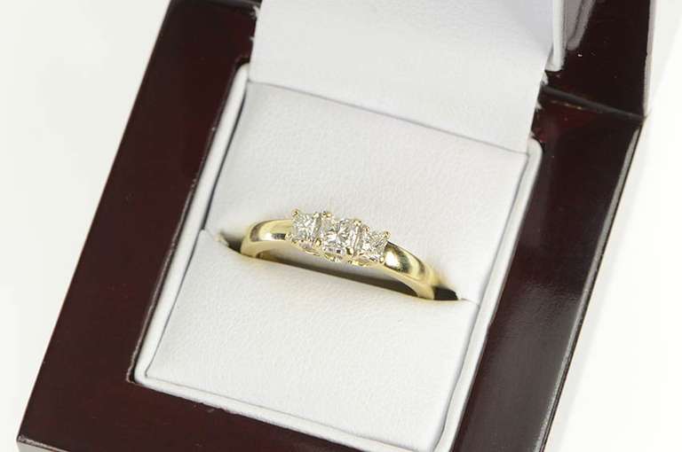 14K Yellow Gold 0.50 Ctw Princess Diamond Engagement Ring