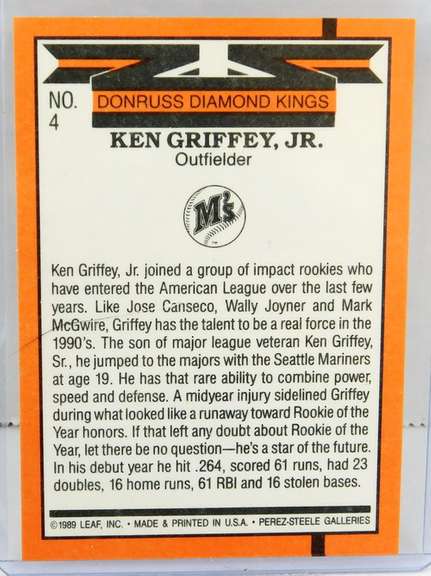 Ken Griffey, Jr. 1989 Donruss Rookie Baseball Card