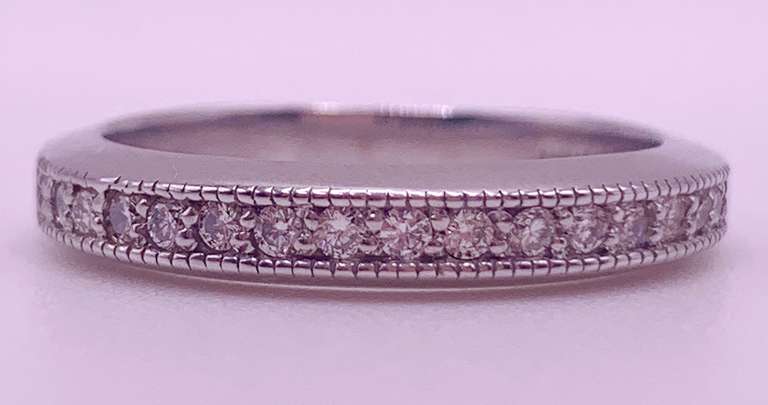 14kt Solid White Gold Diamond Band