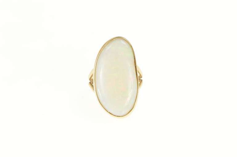 14K Yellow Gold 16.00 Ct Natural Opal Bezel Statement Ring