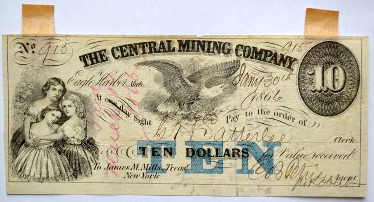 $10 Central Miing Company NY 1866 Note