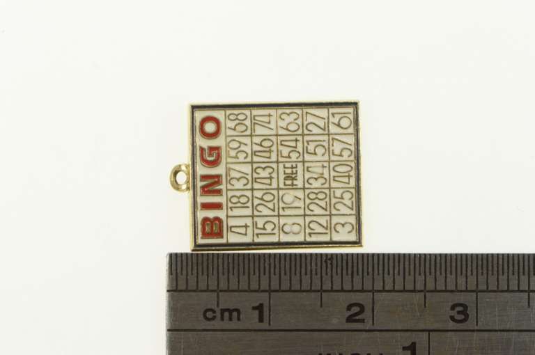 14K Yellow Gold Bingo Enamel Game Board Charm/Pendant