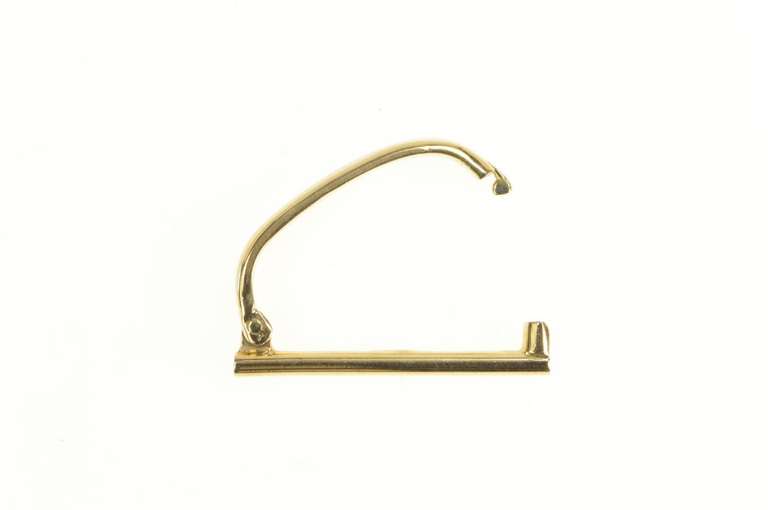 18K Yellow Gold Curved Bar Simple Classic Scarf Clip