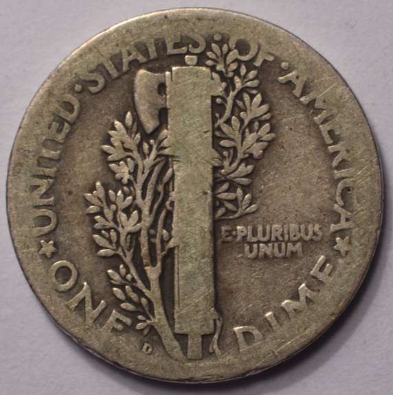 1921-D Mercury Dime Semi-Key Date, Circulated.