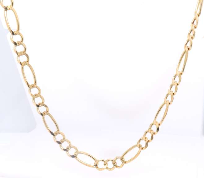 Elegant Yellow Gold Figaro Chain Necklace