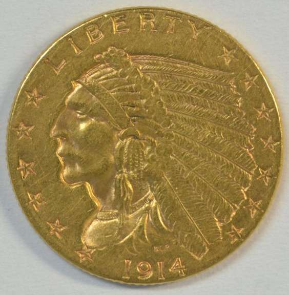 Lovely near Mint 1914-D US $2.50 Indian Gold Piece. Better date