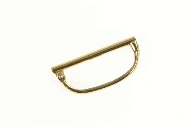 18K Yellow Gold Curved Bar Simple Classic Scarf Clip