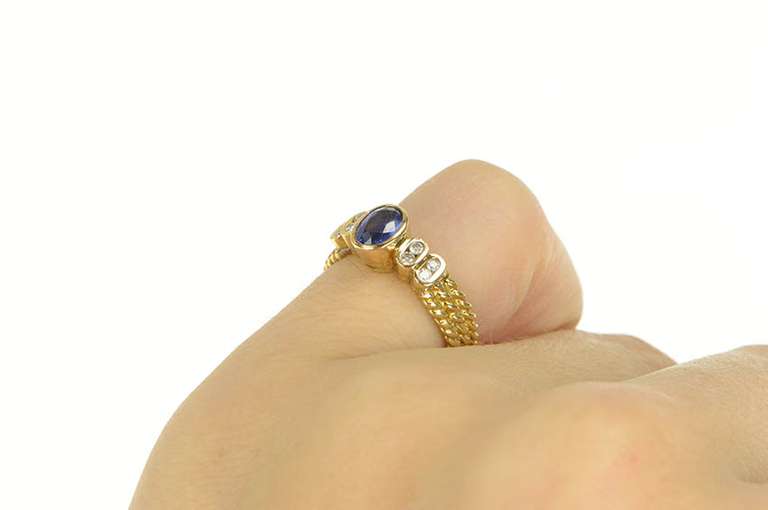 18K Yellow Gold 0.85 Ctw Sapphire Diamond Engagement Ring