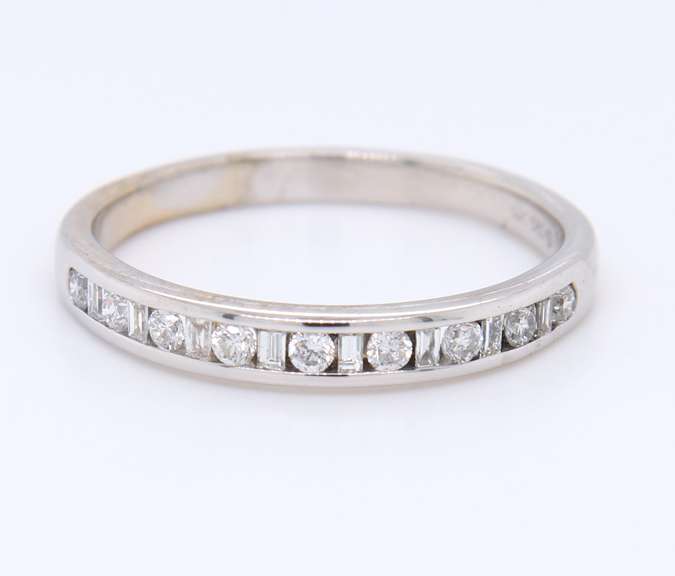 Sparkling White Gold Baguette and Round Diamond Channel Set Band