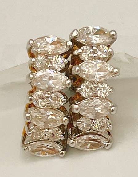 Sparkly 14kt Solid Yellow & White Gold CZ Earrings