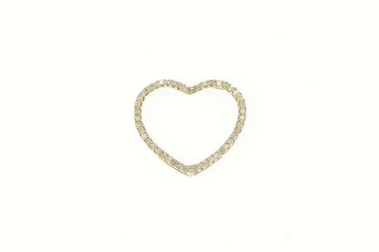 10K Yellow Gold Diamond Encrusted Heart Love Symbol Pendant
