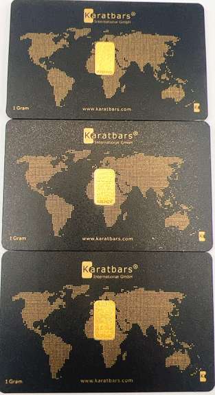 Three one gram gold bars