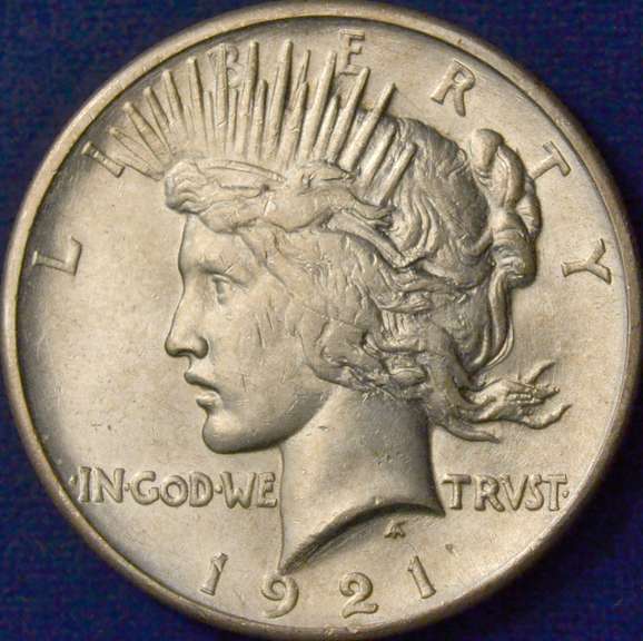 1921 High Relief Peace Silver Dollar VAM-1H, Circulated.