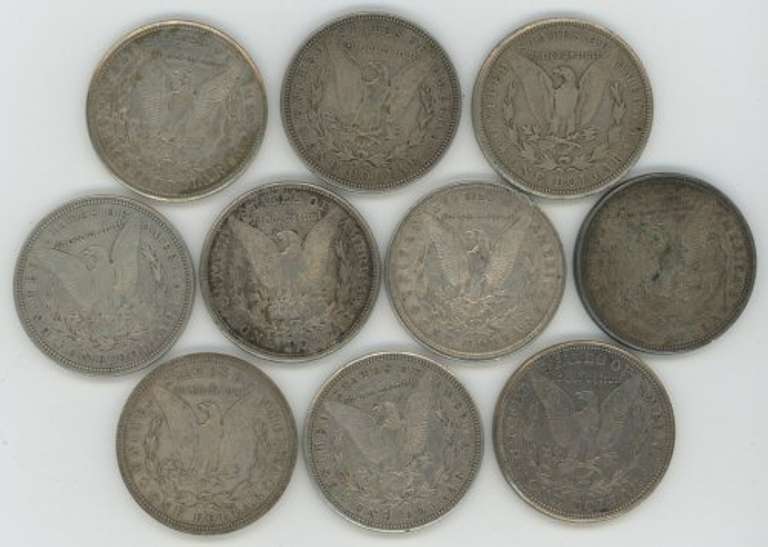 5 1921-D & 5 1921-S Morgan Silver Dollars in circ