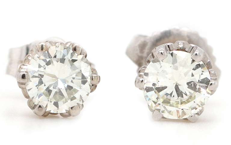 0.80ctw Round Diamond Solitaire Stud Earrings in 14K