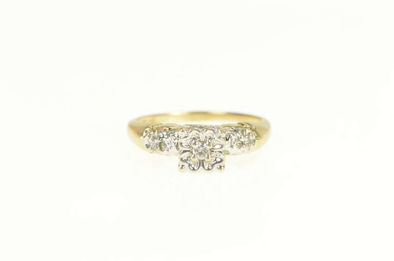 14K Yellow Gold Three Stone Diamond Promise Engagement Ring