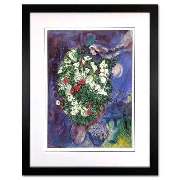 Bouquet with Flying Lover Print by Chagall (1887-1985)