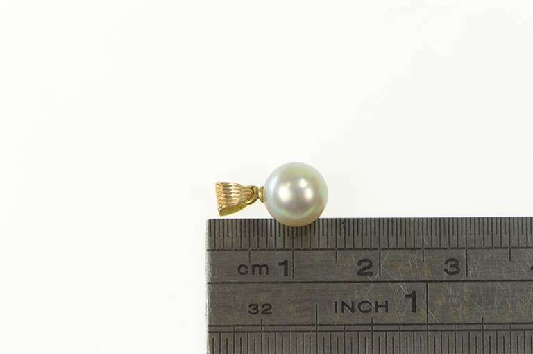 14K Yellow Gold Blue Green Pearl Simple Classic Charm/Pendant