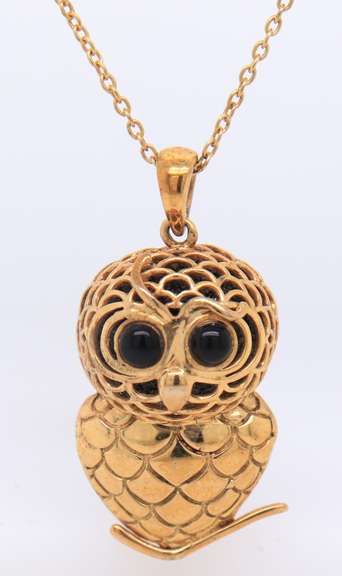 925 Sterling Silver Owl Pendant on Chain