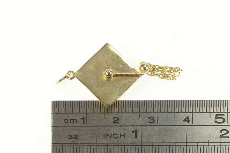14K Yellow Gold Graduation Cap Tassel Scholar Graduate Charm/Pendant